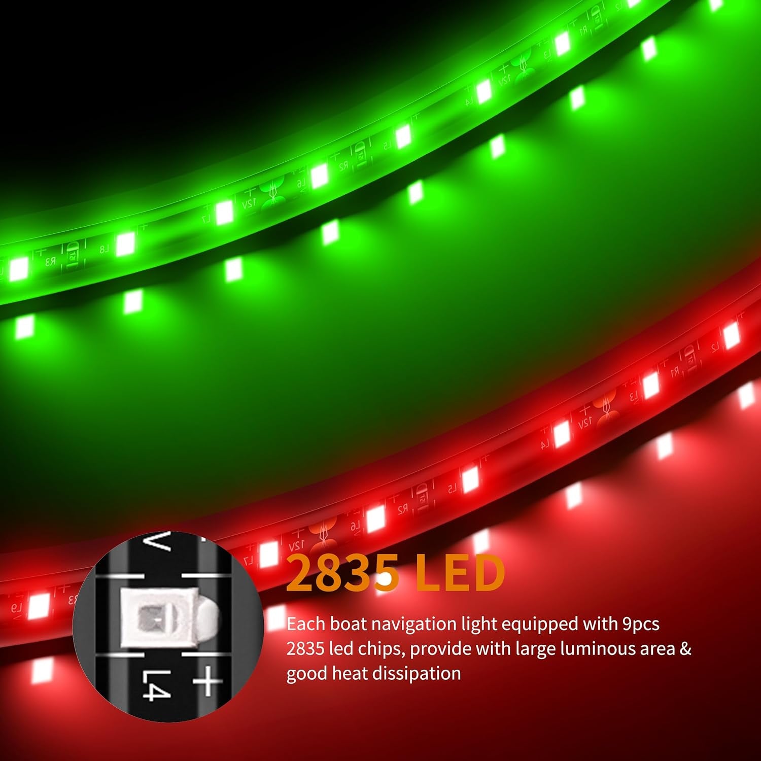Illuminate Your Night Adventures with Premium LED Boat Navigation Lights - Red and Green Bow Lights for Safe Marine Travel