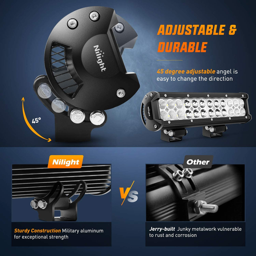 Illuminate Your Adventures with the Nilight NI06A-72W 12-Inch 72W Spot Flood Combo LED Light Bar - Perfect for Off-Road, Boating, and Foggy Conditions!