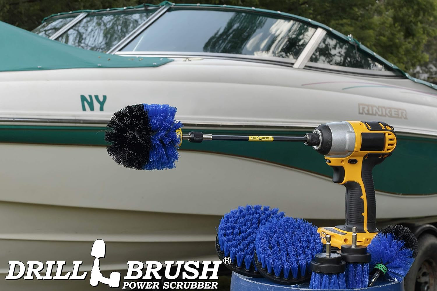 Ultimate Boat Cleaning Kit - 7 Inch Extension for Effortless Pool and Hot Tub Scrubbing - Versatile Aquatic Cleaning Tool Set with Durable Brushes