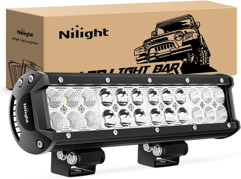 Illuminate Your Adventures with the Nilight NI06A-72W 12-Inch 72W Spot Flood Combo LED Light Bar - Perfect for Off-Road, Boating, and Foggy Conditions!