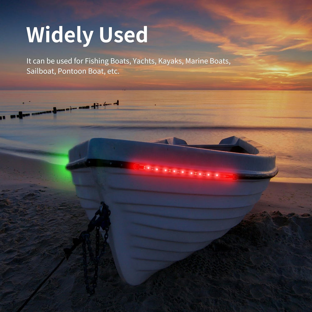 Illuminate Your Night Adventures with Premium LED Boat Navigation Lights - Red and Green Bow Lights for Safe Marine Travel