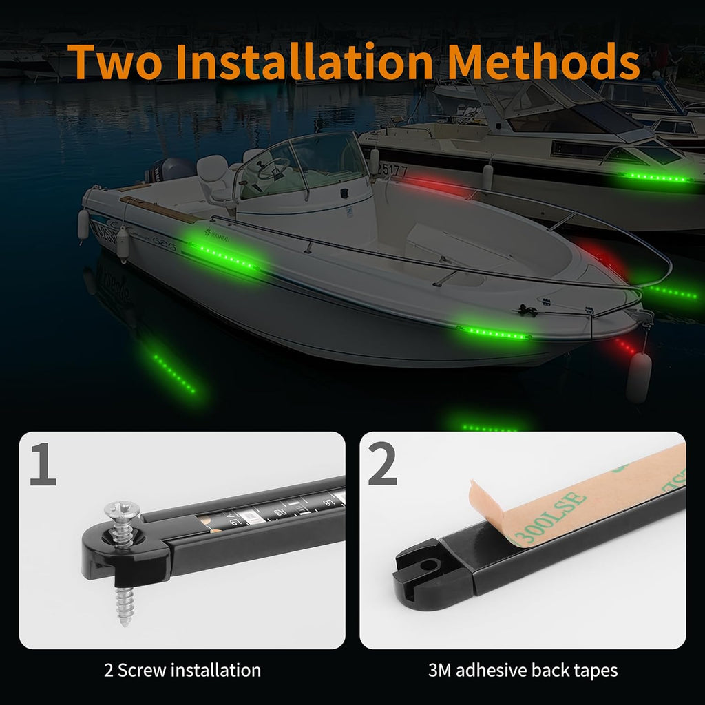 Illuminate Your Night Adventures with Premium LED Boat Navigation Lights - Red and Green Bow Lights for Safe Marine Travel