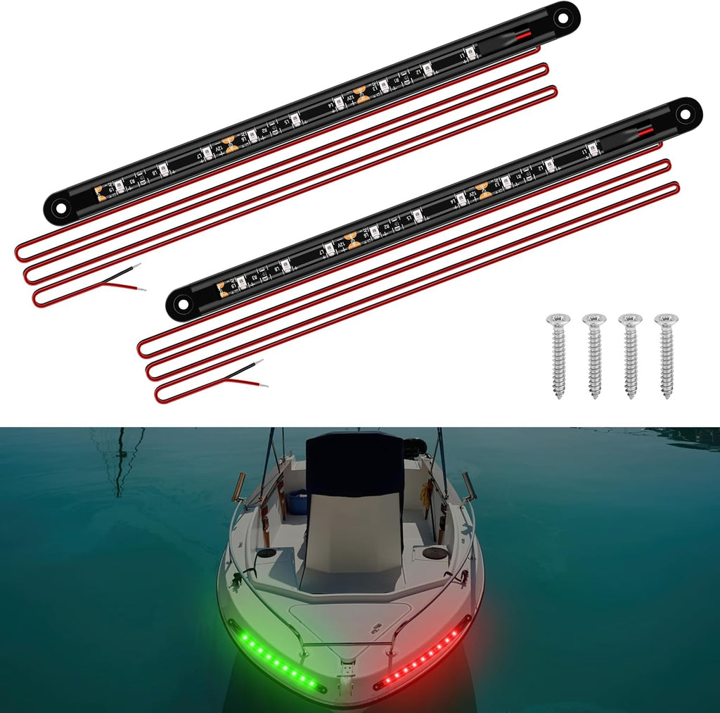Illuminate Your Night Adventures with Premium LED Boat Navigation Lights - Red and Green Bow Lights for Safe Marine Travel