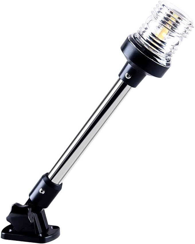 Illuminate Your Adventures with the Premium White LED Fold Down Boat Stern Light – Perfect for Pontoon and Fishing Boats!