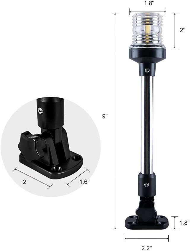 Illuminate Your Adventures with the Premium White LED Fold Down Boat Stern Light – Perfect for Pontoon and Fishing Boats!