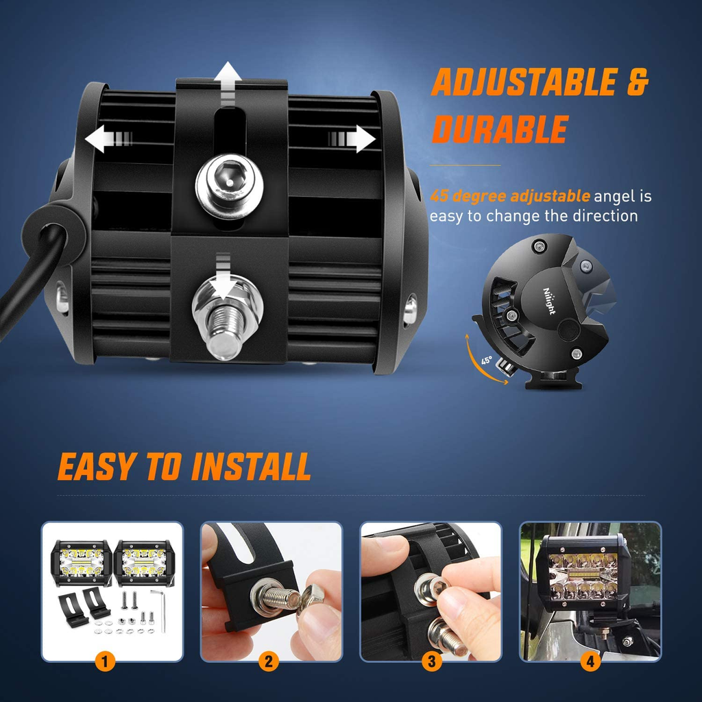 Powerful Nilight 60W LED Work Light Pods - Ultimate Flood & Spot Combo for Off-Road Adventures!