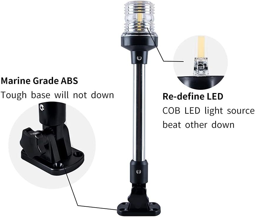 Illuminate Your Adventures with the Premium White LED Fold Down Boat Stern Light – Perfect for Pontoon and Fishing Boats!