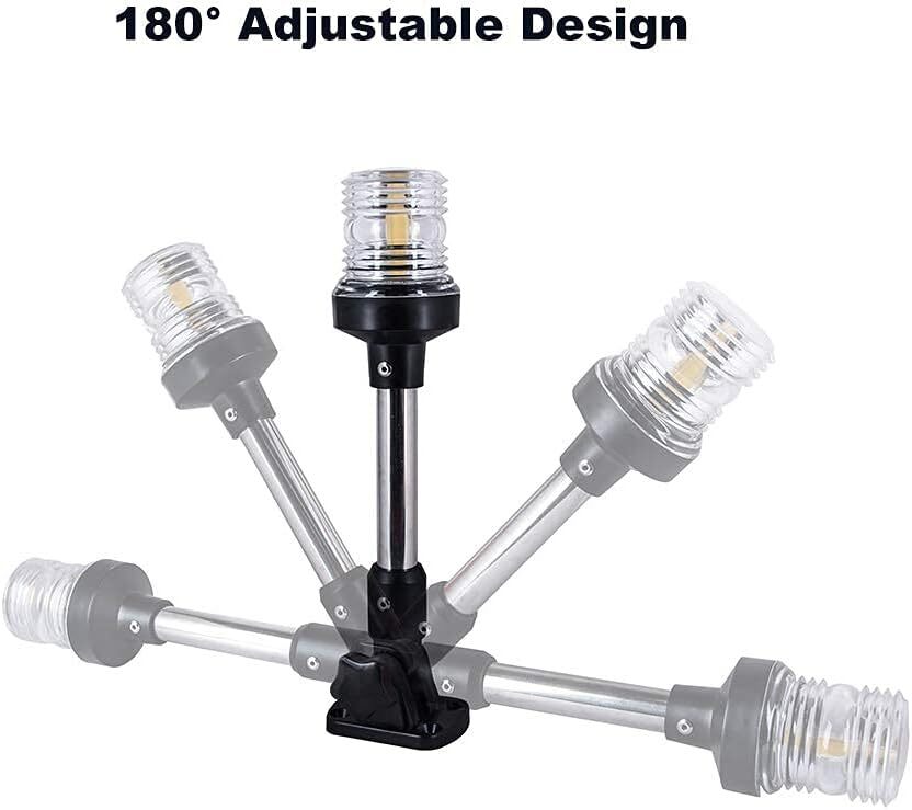 Illuminate Your Adventures with the Premium White LED Fold Down Boat Stern Light – Perfect for Pontoon and Fishing Boats!